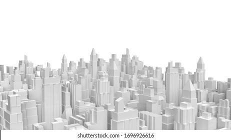 The White 3d Rendering  City Building For Property Business Content.