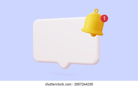 White 3d Speech Bubble With A Bell About The Notification Of A Call And Sms. 3d Rendering.
