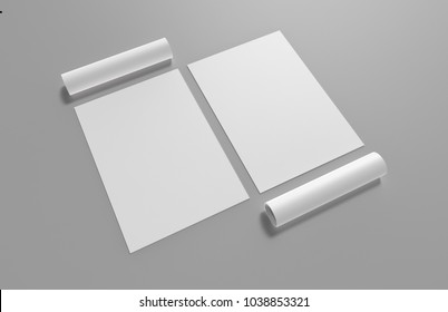 White A3 Poster Rolled On Grey Stock Illustration 1038853321 | Shutterstock