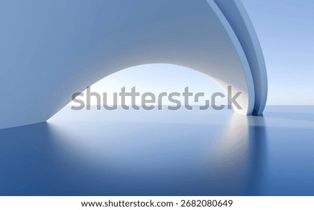 White abstract architecture background, 3d rendering. minimalist, futuristic architectural design with an empty space. Blue Sky, Abstract Geometric Shapes, Bright Light, Creative Background
