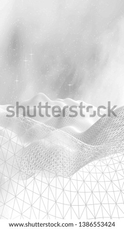 White abstract background. Hi tech network. Cyberspace grid. Outer space. Starry outer space texture. 3D illustration