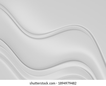 White Abstract Liquid Wavy Background. 3d Render Illustration