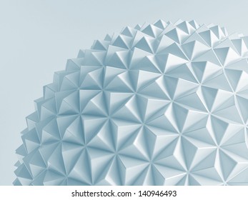 White Abstract Low Poly Geosphere