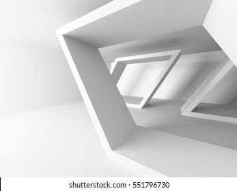 White Abstract Modern Architecture Interior Background. 3d Render Illustration