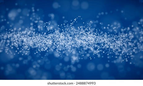 White abstract particles, cool background in blue and white colors