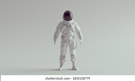 White Ace Astronaut With Black Visor Front View 3d Illustration