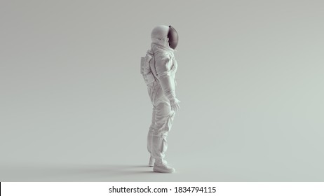 White Ace Astronaut With Black Visor Side View 3d Illustration