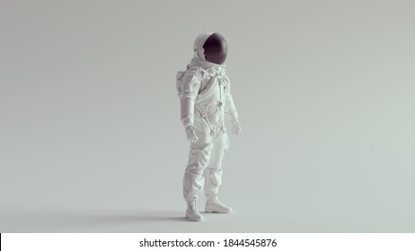 White Ace Astronaut With Black Visor Quarter View 3d Illustration