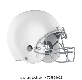White American Football Helmet Isolated. 3D Rendering