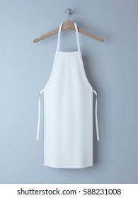 White Apron, Apron Mockup On Clothes Hander 3d Rendering