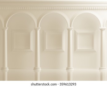 White architectural background with a classic interior