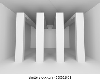White Architecture Construction Modern Interior Background. 3d Render Illustration