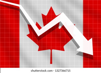 White Arrow Falling Down On Canada Flag Background