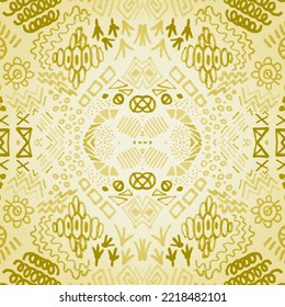 White Art. Bright African Dots. Gold Zigzag. Aztec Pattern Simple. Seamless Floral Ethnic. Arabic Floral Frame. Sun Aztec Maya Inca. African Lines.