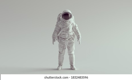 White Astronaut With Black Visor Front View 3d Illustration