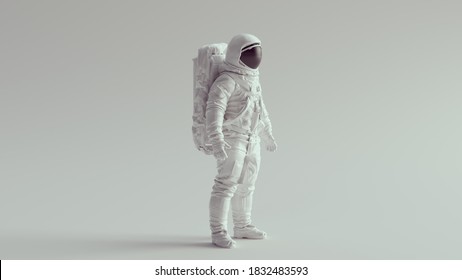 White Astronaut With Black Visor Quarter View 3d Illustration