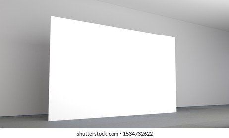 White Backdrop In Room With Grey Paint On Wall. Mockup