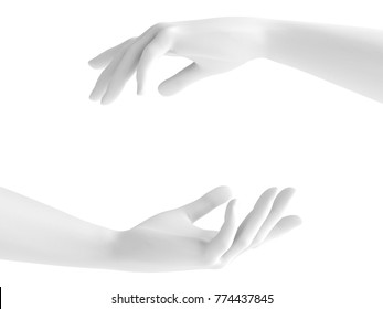 White Background 3d Hand Gesture. 3d Illustration, Rendering.