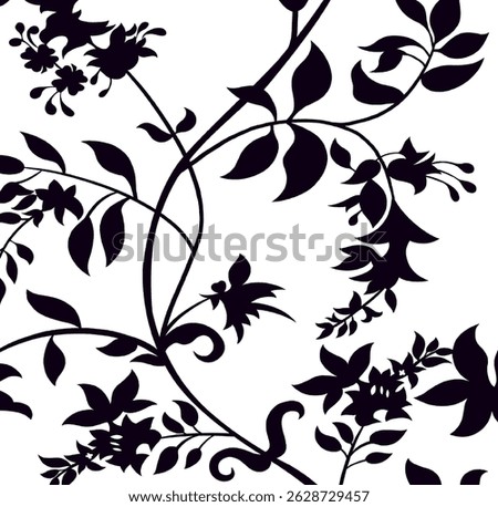 White Background And Black Leaf Pattern Design