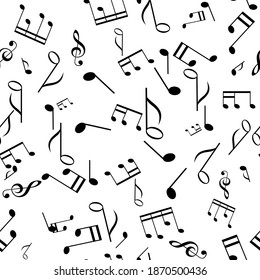 White Background Black Music Notes Seamless Stock Illustration ...