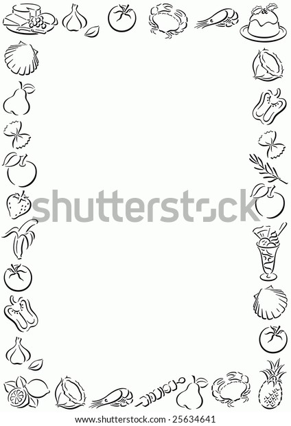 White Background Border Black Food Symbols Stock Illustration 25634641