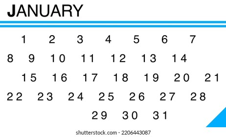 White Background Calender Blue Stripes Stock Illustration 2206443087 