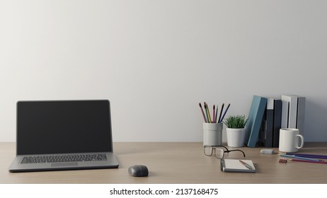 white background desk view with daylight , 3d rendering