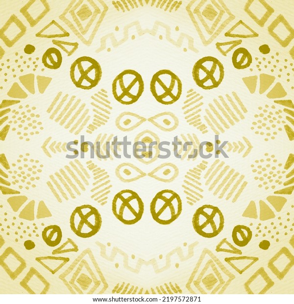 White Background. Gold Dot\
African Pattern. Gold Drawn. Aztec Designs. Ethnic Boho Seamless\
Pattern. Handmade Colored. Bright Aztec Brushes. African\
Divider.