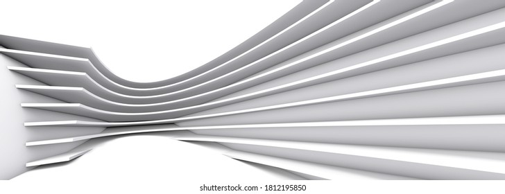 White background of laminates and spheres created by 3D rendering