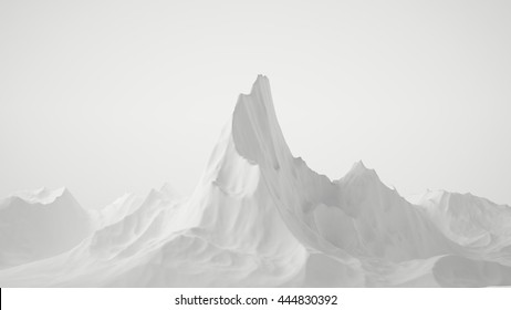White background with relief and mountains. 3d illustration, 3d rendering.