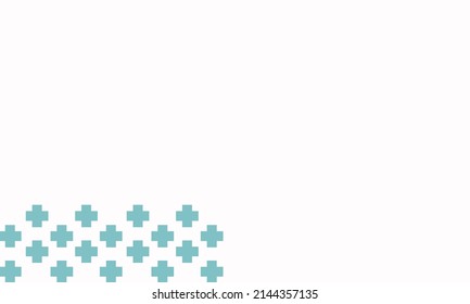 white background with a set of pluses in the bottom corner