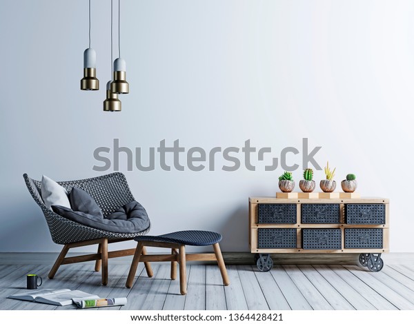 Weisse Hintergrund Wand Im Hipster Stil Wohnzimmer Mit Stockillustration