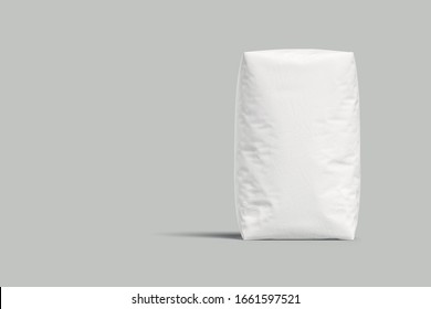 White bag or sack isolated on light background. Mockup for design. 3d render