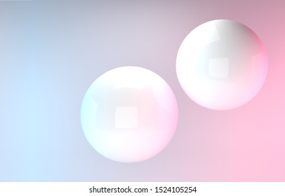 White Ball Reflecting Colored Light From Two Light Sources. Background For Poster, Announcement, Brochure, Cover, Mocap For Placing The Logo Of A Company, Social Or Sports Club, Billiard. 3D Rendering