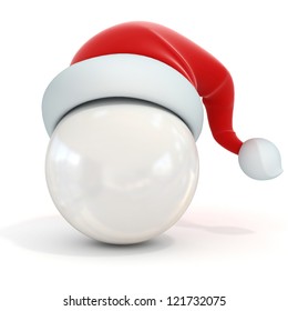 White Ball With Santa's Hat