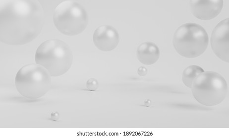 White Balls On A White Background 3d Render