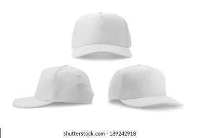 White baseball cap isolated on white background - Shutterstock ID 189242918