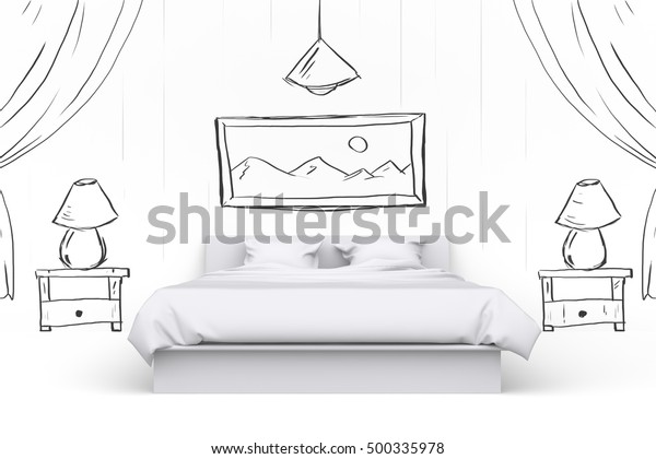 White Bed Room Hand Drawn Painted Backgrounds Textures