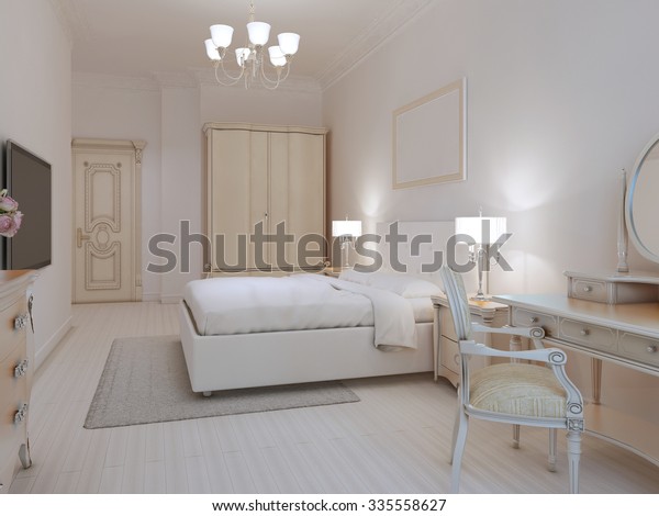 White Bedroom Art Deco Style Linoleum Stock Illustration