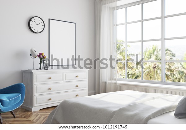 White Bedroom Corner White Bed Set Stock Illustration 1012191745