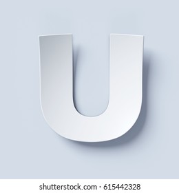 White Bent Paper Font Letter U