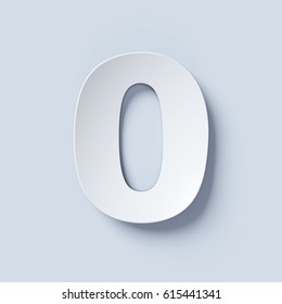 White Bent Paper Font Number 0