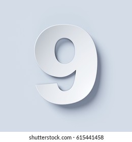 White Bent Paper Font Number 9