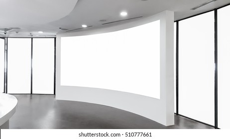 White Billboard Curved Screen In Seminar Room