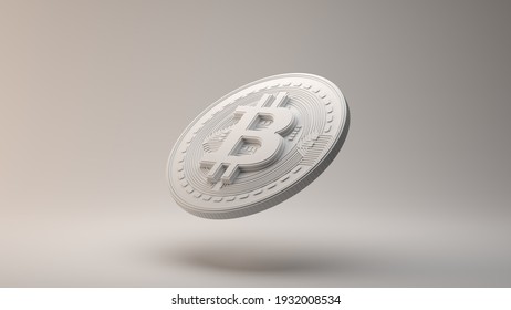 White bitcoin cryptocurrency elegant stylish light. Black and white composition. 3d illustration