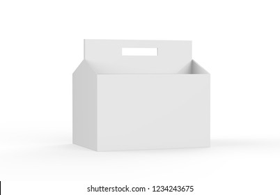 White Blank 6 Pack Beer Packaging On White Floor For Mock Up, 3d Illustration