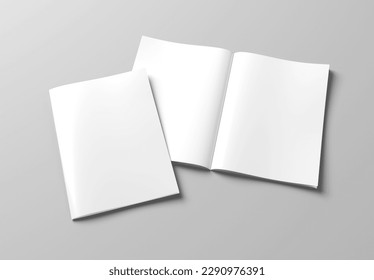 White blank A4 magazine Mockup isolated on white background 3D rendering