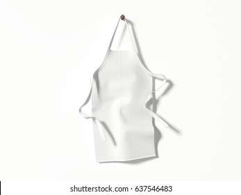 White blank apron hanging on bright wall. 3d rendering