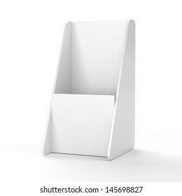 White Blank Empty Flier Holder Or Display Stand For Dl Format. 3d Render