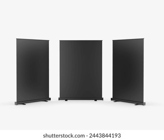 White blank empty high resolution Business Roll Up and Standee Banner display mock up Template for your Design Presentation. 3d illustration.